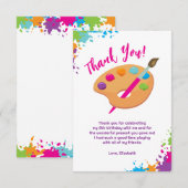 Carte De Remerciements Fête d'art artisanat peinture fête d'anniversaire (Devant / Derrière)