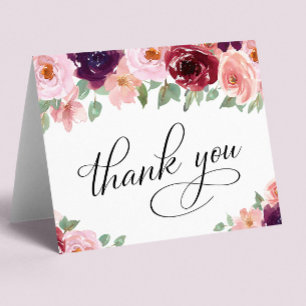 Carte De Remerciements Fête de 100 ans Élégante Florale