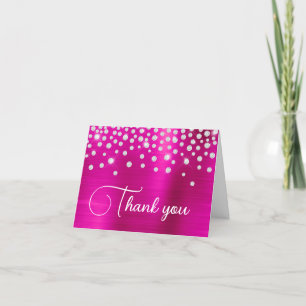 Carte De Remerciements Fête de 50 ans Confetti Diamant Feuille Rose Chaud