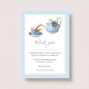 Carte De Remerciements Fête de Baby Shower élégante autour des tasses de