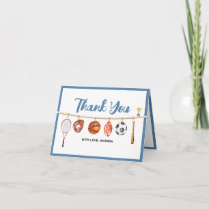 Carte De Remerciements Fête de Baby Shower sur le thème de Sport Boy Ball