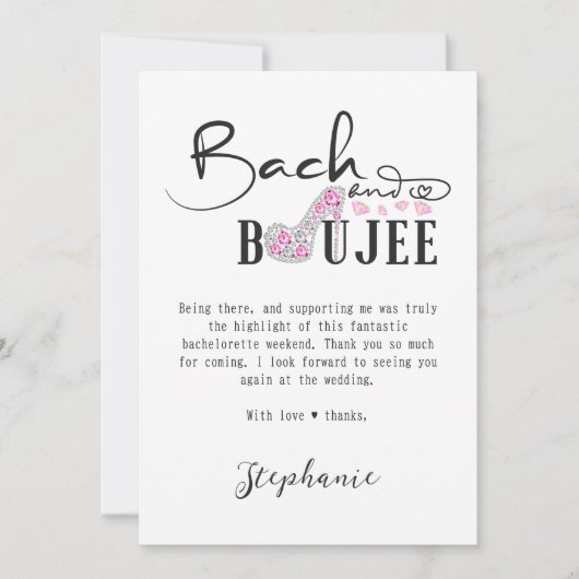 Carte De Remerciements Fête de Bachelorette Bach & Boujee Diamant Rose Gl (Devant)