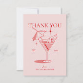 Carte De Remerciements Fête de Bachelorette Cocktail Rétro (Devant)