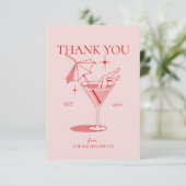 Carte De Remerciements Fête de Bachelorette Cocktail Rétro (Debout devant)