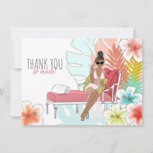 Carte De Remerciements Fête de Bachelorette Pailleté Tropicale Mariée Afr