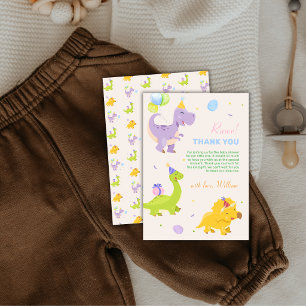 Carte De Remerciements Fête de ballon de dinosaure coloré et amusant pour