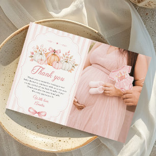 Carte De Remerciements Fête de Bébé Arc-en-ciel Citrouille Rose