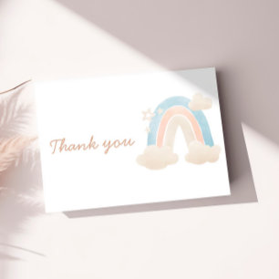 Carte De Remerciements Fête de bébé arc-en-ciel pastel Message Nuage Étoi