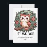 Carte De Remerciements Fête de Bébé Chouette de la Forêt Colorée<br><div class="desc">Partagez votre gratitude avec nos Cartes de Remerciement pour la Fête de Bébé Chouette de la Forêt Colorée. Avec une gamme charmante de dessins de chouettes colorés, ces cartes apportent une touche joyeuse à vos notes de remerciement. Exprimez votre appréciation avec style, en faisant savoir à vos invités combien leur...</div>