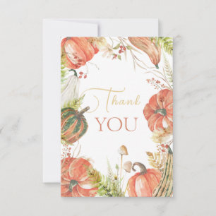 Carte De Remerciements Fête de Bébé Citrouille Aquarelle de Récolte