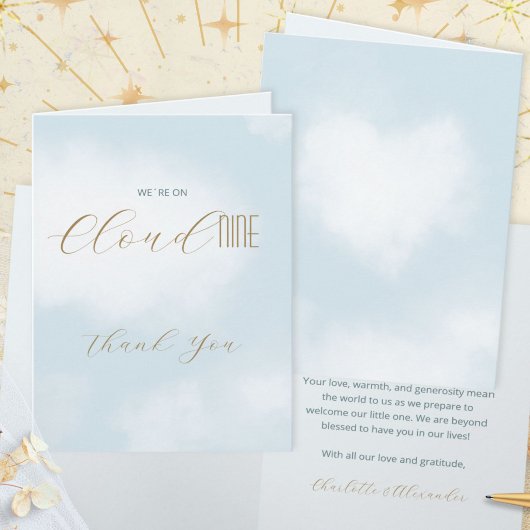 Carte De Remerciements Fête de bébé Cloud 9 Bleu Céleste
