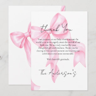Carte De Remerciements Fête de bébé Coquette Ruban Rose