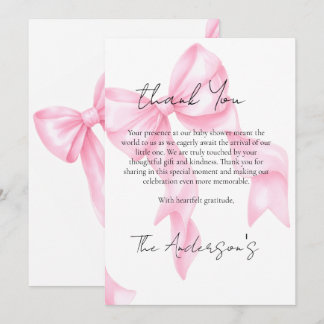Carte De Remerciements Fête de bébé Coquette Ruban Rose