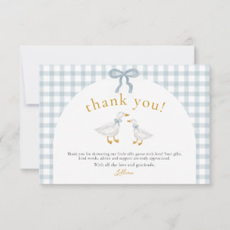 Carte De Remerciements Fête de bébé Cottagecore Silly Goose Bleu à Carrea