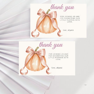Carte De Remerciements Fête de bébé fille à l'aquarelle avec citrouille r