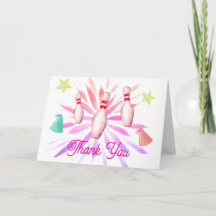 Carte De Remerciements Fête de Bébé Fille Bowling Sportif
