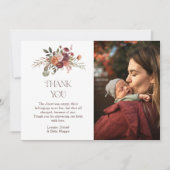 Carte De Remerciements Fête de Bébé Fleurs d'Automne Citrouille (Devant)