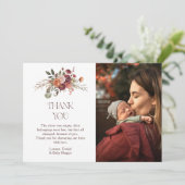 Carte De Remerciements Fête de Bébé Fleurs d'Automne Citrouille (Debout devant)