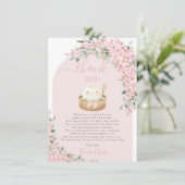 Carte De Remerciements Fête de Bébé Fleurs de Cerisier Kawaii Petit Boule (Debout devant)