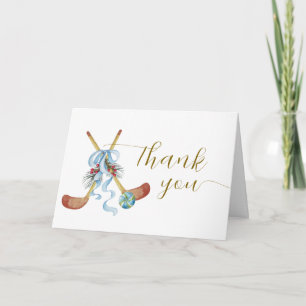 Carte De Remerciements Fête de bébé Floral Hockey Star de l'hiver