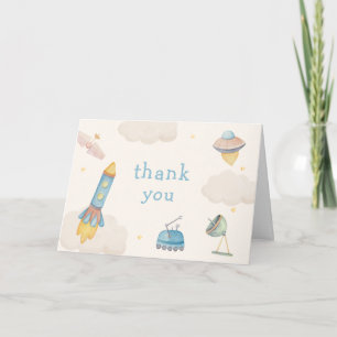 Carte De Remerciements Fête de bébé Fusée Espace Bohème
