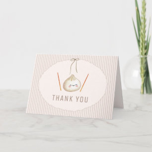 Carte De Remerciements Fête de Bébé Garçon Mignon Brun Bow Asiatique Boul
