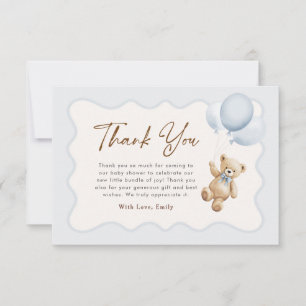 Carte De Remerciements Fête de bébé garçon Ourson que nous pouvons à pein