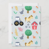 Carte De Remerciements Fête de bébé garçons animaux de la ferme & tracteu (Dos)