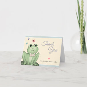 Carte De Remerciements Fête de Bébé Grenouille Bleu Poussiéreux Fantaisis
