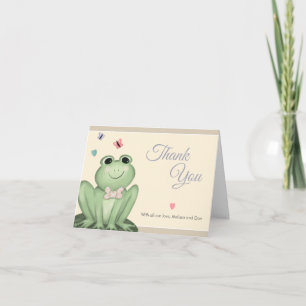 Carte De Remerciements Fête de bébé grenouille crème beige fantaisiste