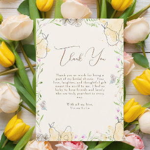 Carte De Remerciements Fête de bébé Jardin Floral Poire Aquarelle