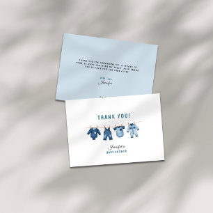 Carte De Remerciements Fête de Bébé Jean Bleu - Thème Denim