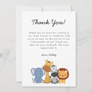 Carte De Remerciements Fête de bébé Jungle Wild One