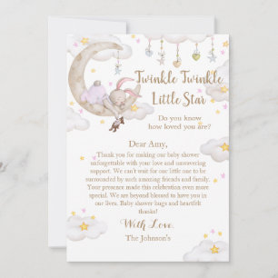 Carte De Remerciements Fête de Bébé Lapin Twinkle Twinkle Little Star