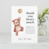 Carte De Remerciements Fête de bébé neutre ours en peluche (Debout devant)