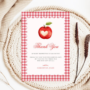 Carte De Remerciements Fête de Bébé Pomme Rouge à Carreaux de Notre Œil