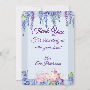 Carte De Remerciements Fête de bébé Purple Baby in Bloom