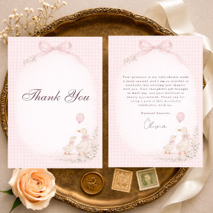 Carte De Remerciements Fête de bébé Rose Oie Ridicule