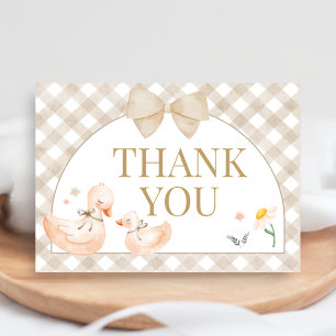 Carte De Remerciements Fête de bébé Silly Goose à carreaux