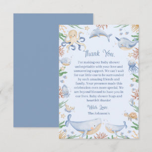 Carte De Remerciements Fête de Bébé Sous l'Océan à l'Aquarelle