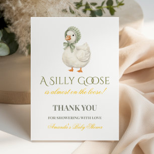 Carte De Remerciements Fête de bébé thème Silly Goose Vert Sauge Mixte