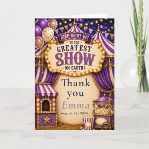 Carte De Remerciements Fête de cirque violet