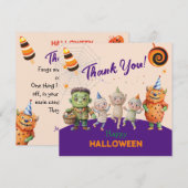 Carte De Remerciements Fête de costume d'Halloween Monstres danse amusant (Devant / Derrière)