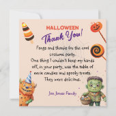 Carte De Remerciements Fête de costume d'Halloween Monstres danse amusant (Dos)