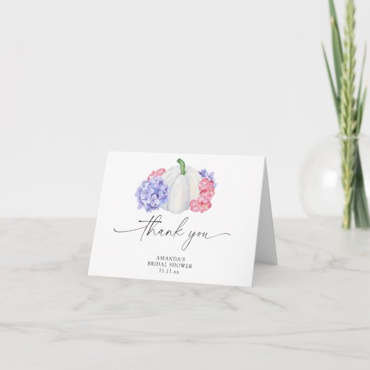 Carte De Remerciements Fête de douche de mariée avec citrouille blanche e (Devant)