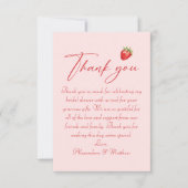 Carte De Remerciements Fête de fiançailles aux fraises (Devant)