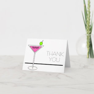 Carte De Remerciements Fête de Fiançailles Cocktail Martini Rose Pink Mar