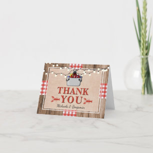 Carte De Remerciements Fête de fiançailles de couples rustiques avec écre