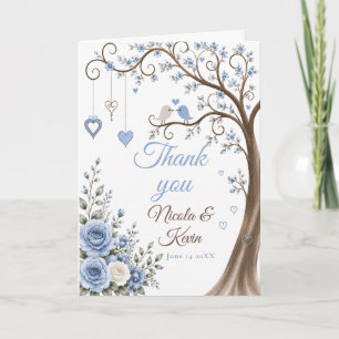 Carte De Remerciements Fête de fiançailles Dusty Blue Blossom