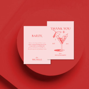 Carte De Remerciements Fête de Fiançailles Rétro Cocktail pour Femmes